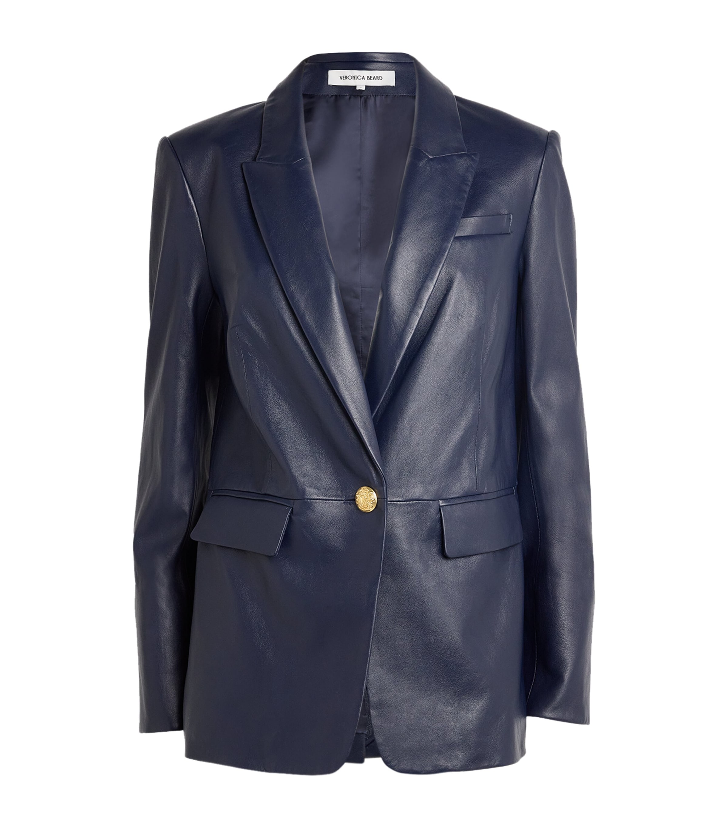 Veronica Beard Womens Lambskin Vega Dickey Blazer Navy Image 1
