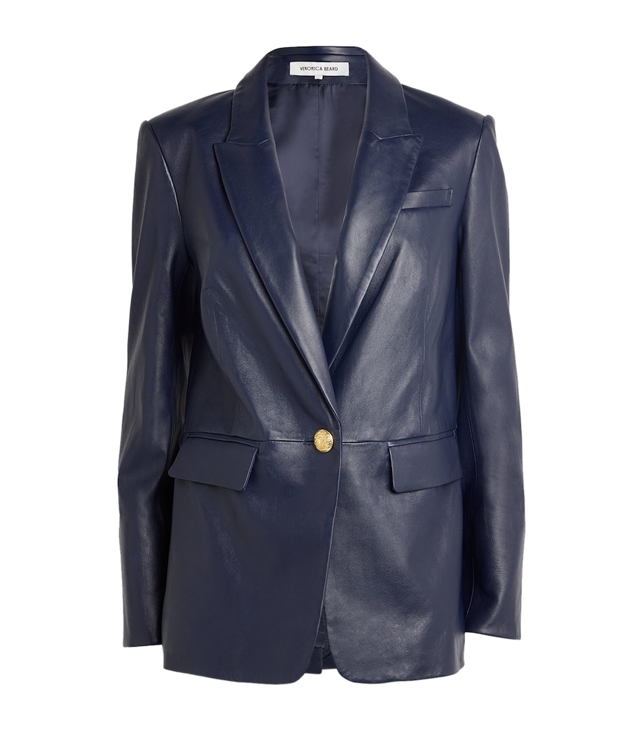 Veronica Beard Womens Lambskin Vega Dickey Blazer Navy Image 1