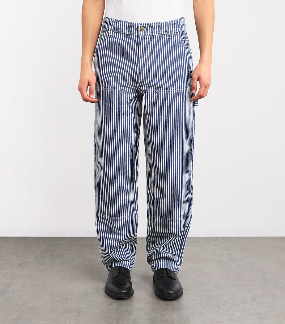 A.P.C. Mens Cotton Stripe Carpenter Jeans Tic Blue/white Image 3