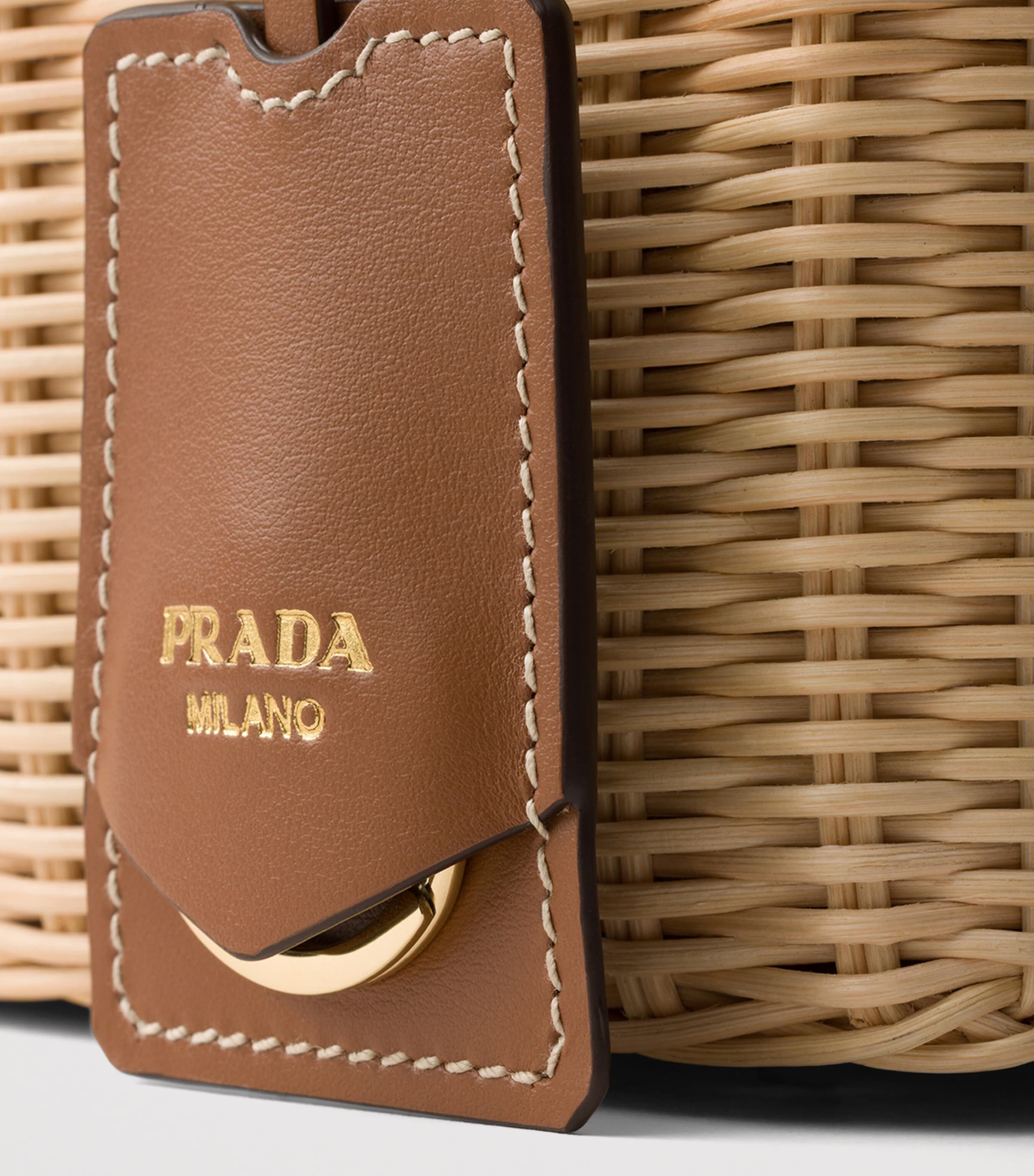 Prada Small Wicker Top-Handle Bag Neutral Image 8