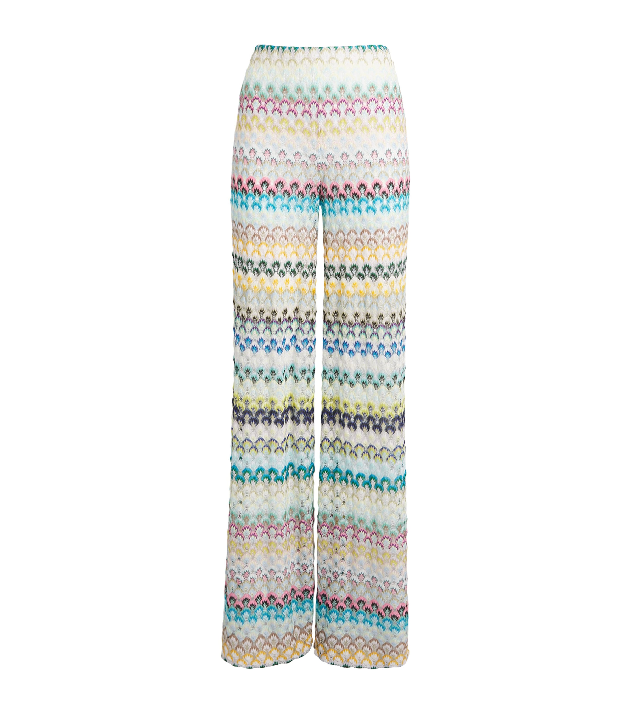 Missoni Zigzag-intarsia Wide-leg Open-knit Trousers