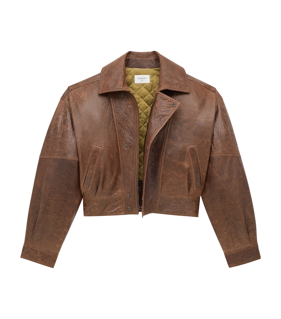 Saint Laurent Womens Leather Cropped Jacket Image 3