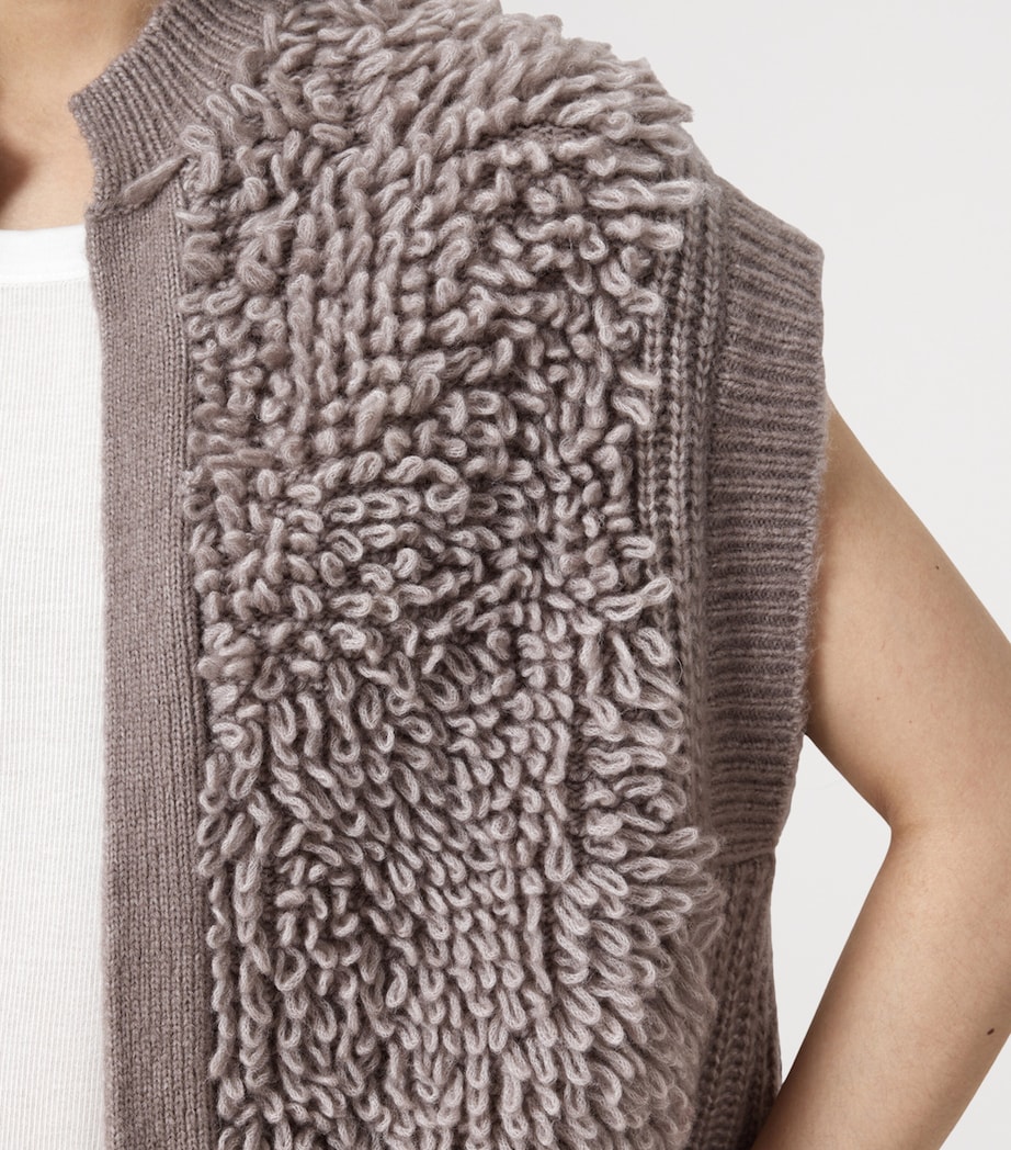 Wool-Blend Open-Front Elias Gilet TAUPE BROWN Image 6