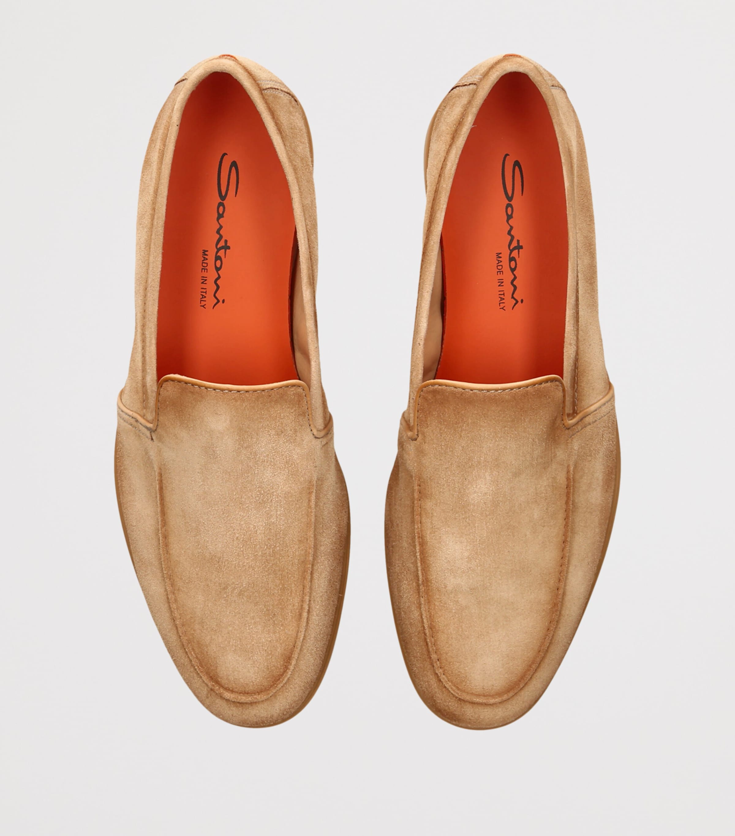 Santoni Mens Suede Malibu Loafers Beige Image 4