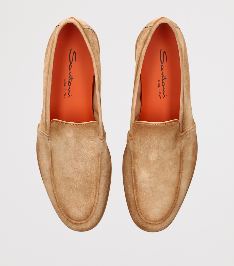 Santoni Mens Suede Malibu Loafers Beige Image 4