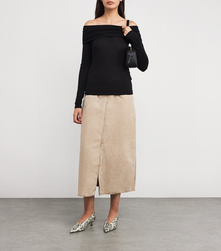 Cotton Canvas Midi Skirt BEIGE Image 2
