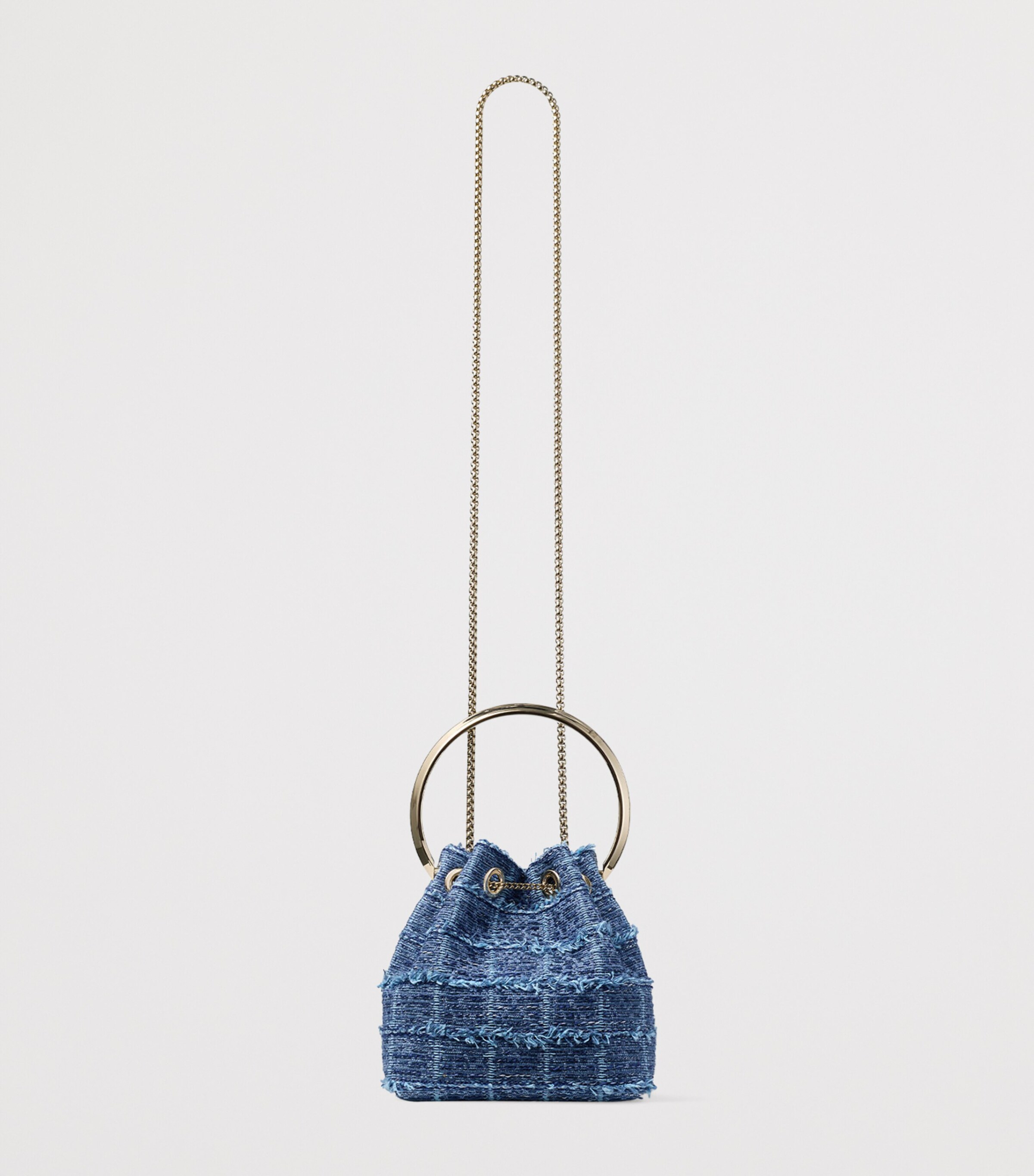 Jimmy Choo Bon Bon Denim Top-Handle Bag Denim Grid/light Gol Image 4