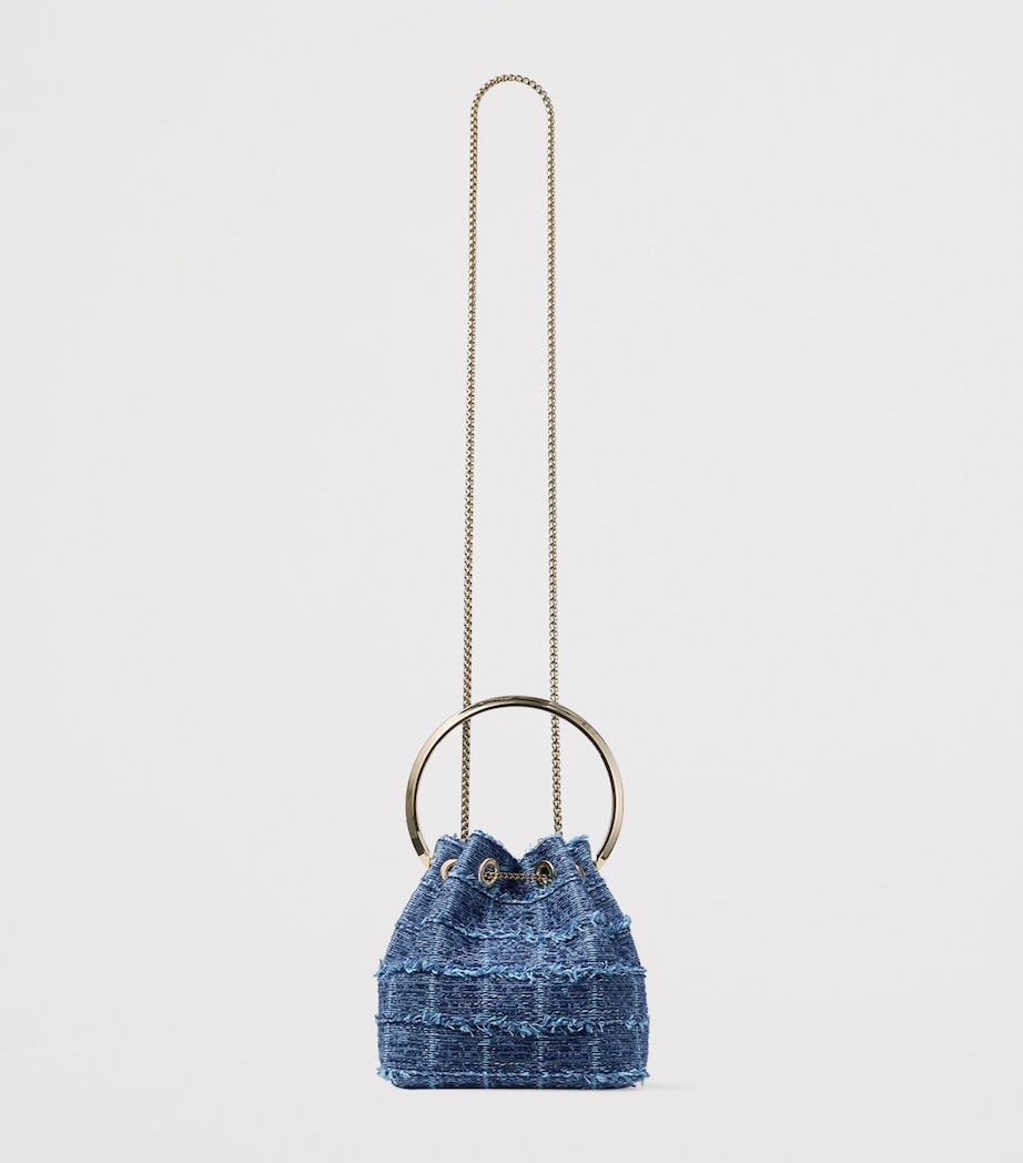 Jimmy Choo Bon Bon Denim Top-Handle Bag Denim Grid/light Gol Image 4