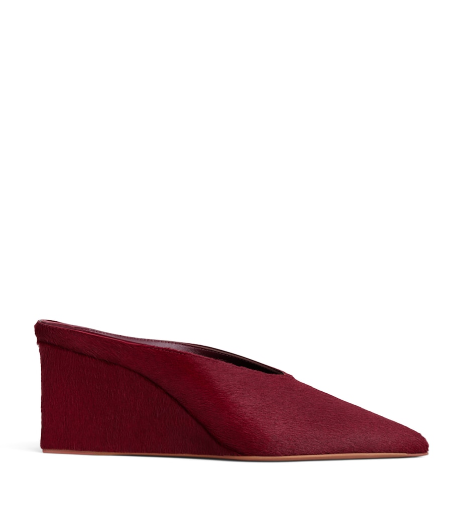Alaïa Calf Hair Cube Wedge Mules 75 Cherry Image 1