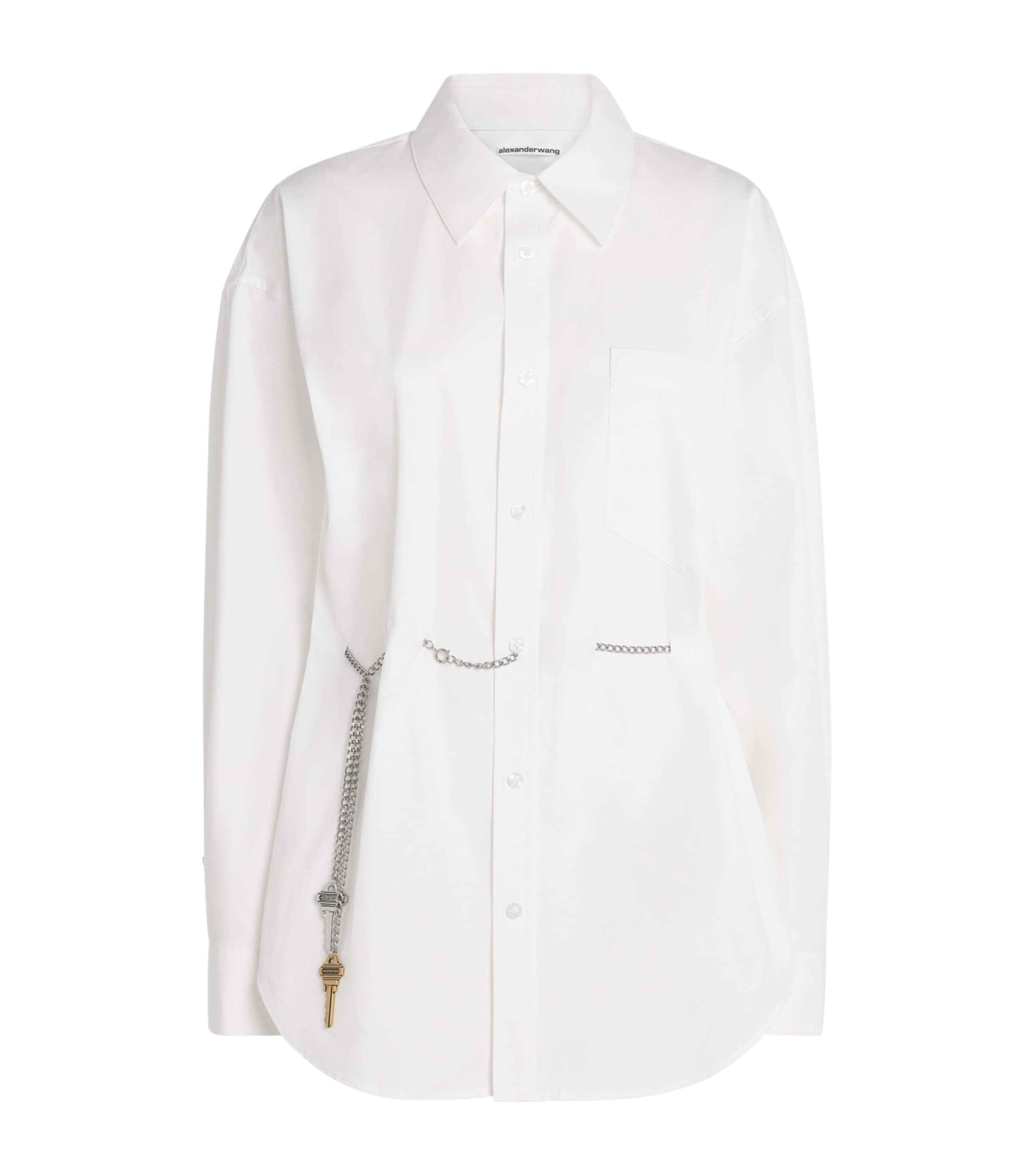 Alexander Wang Cotton Waist-chain Shirt In Black