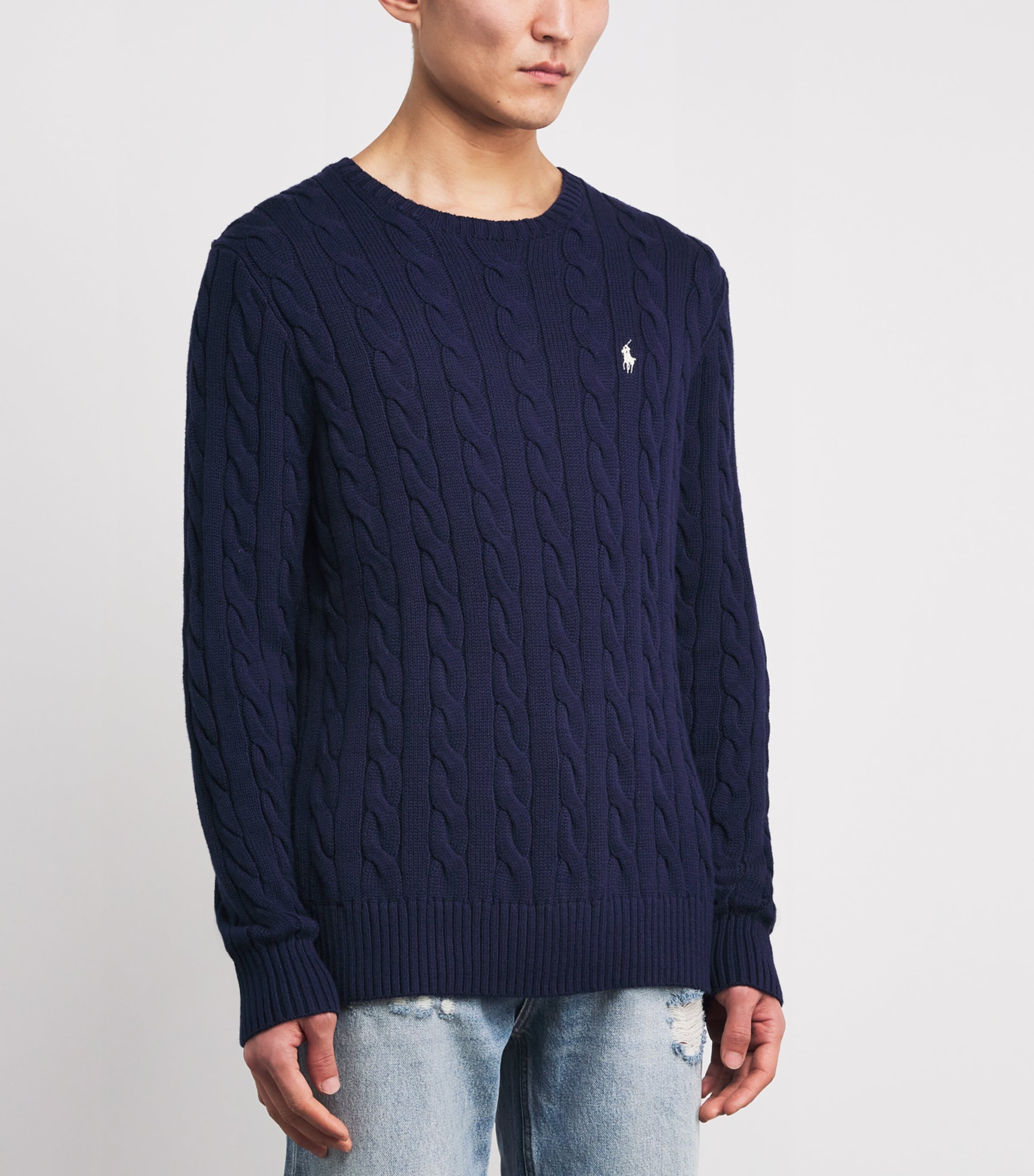Cotton Cable-Knit Sweater BRIGHT NAVY Image 3