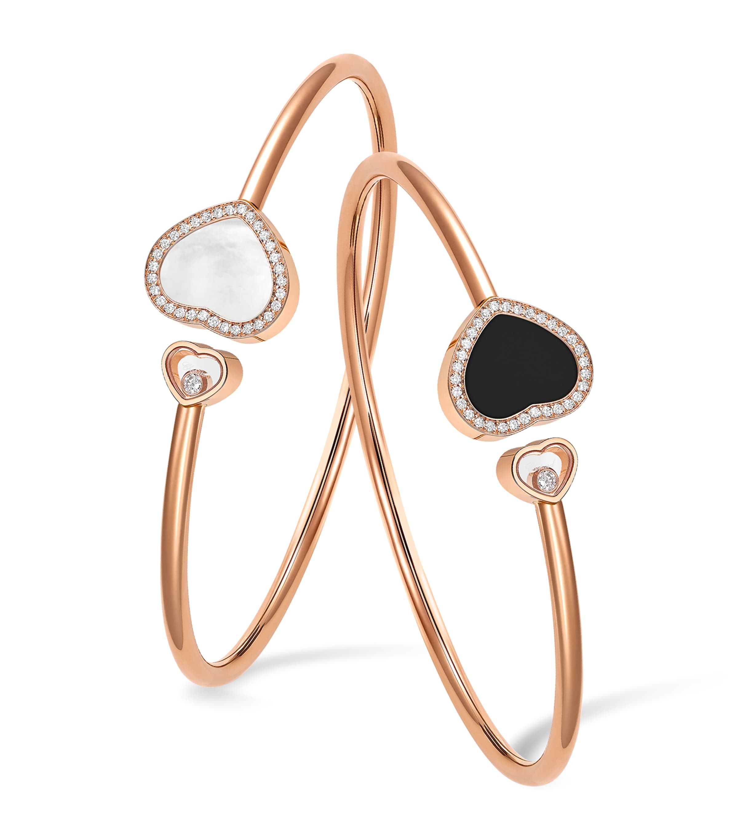 Rose Gold, Diamond and Mother-of-Pearl Happy Hearts Bangle 18K ROSE GOLD Image 5