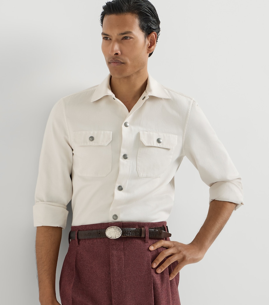 Brunello Cucinelli Mens Cotton Gabardine Pocket Shirt Image 3