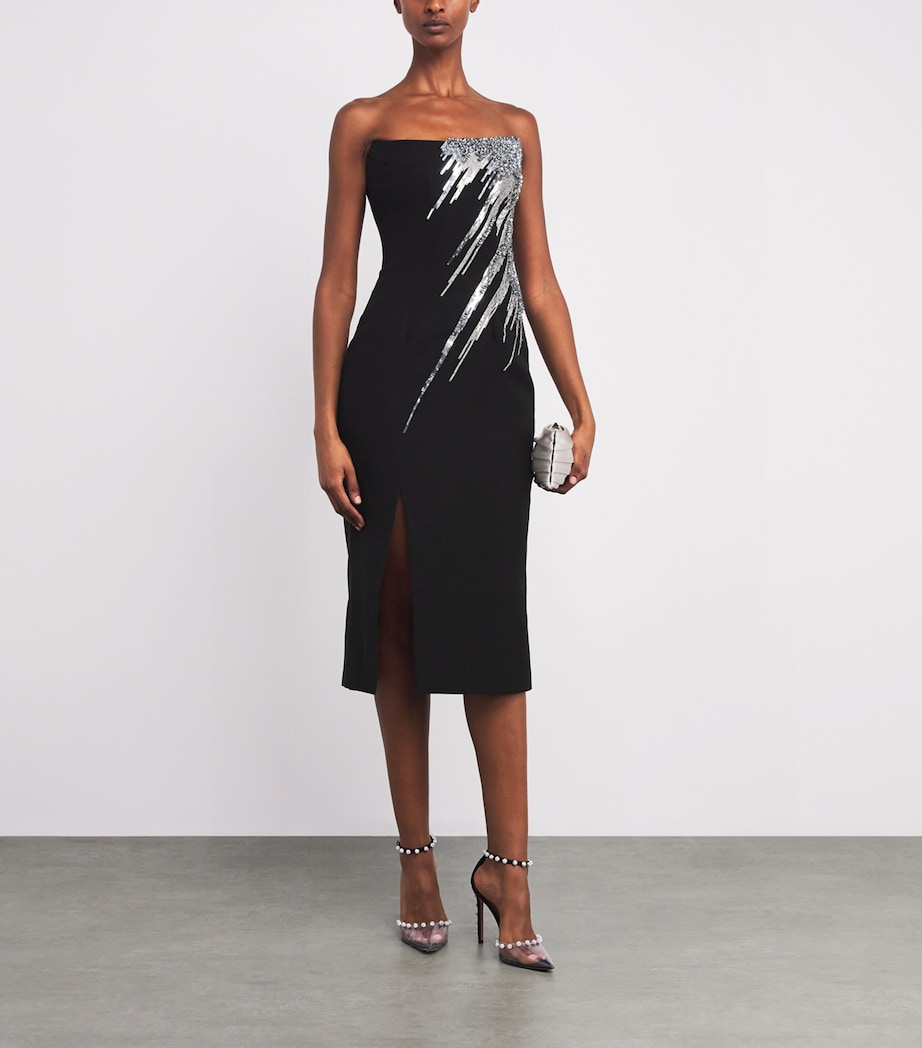 Meteoric Embellished Midi Dress BLACK WITH SILVER Image 2