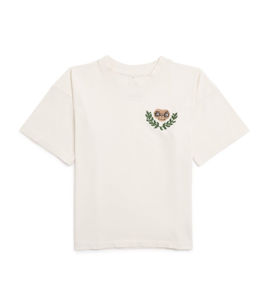 Mini Rodini x E.T. Organic Cotton Embroidered T-Shirt (3-11 Years) Off White Image 1