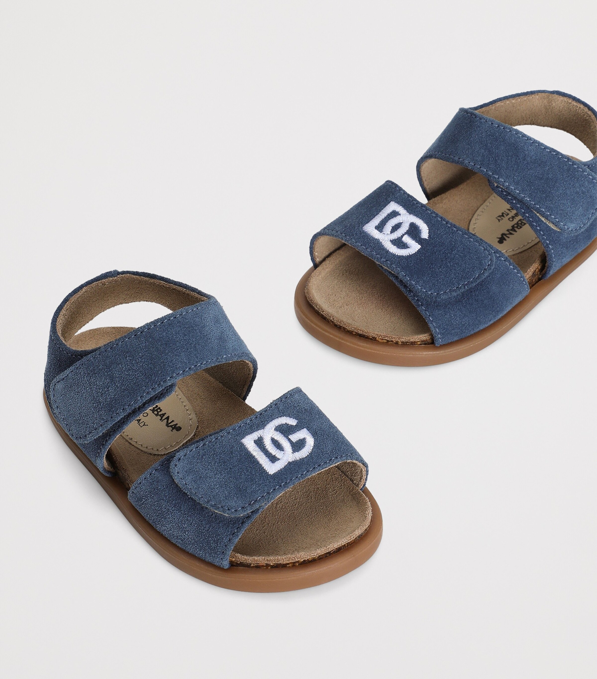 Dolce&Gabbana Kids Suede Logo Sandals White Image 4