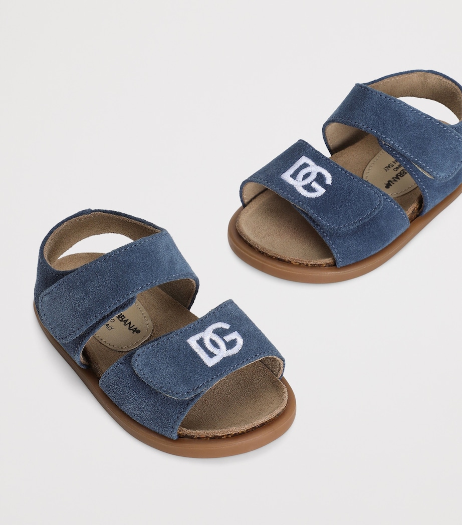 Dolce&Gabbana Kids Suede Logo Sandals White Image 4
