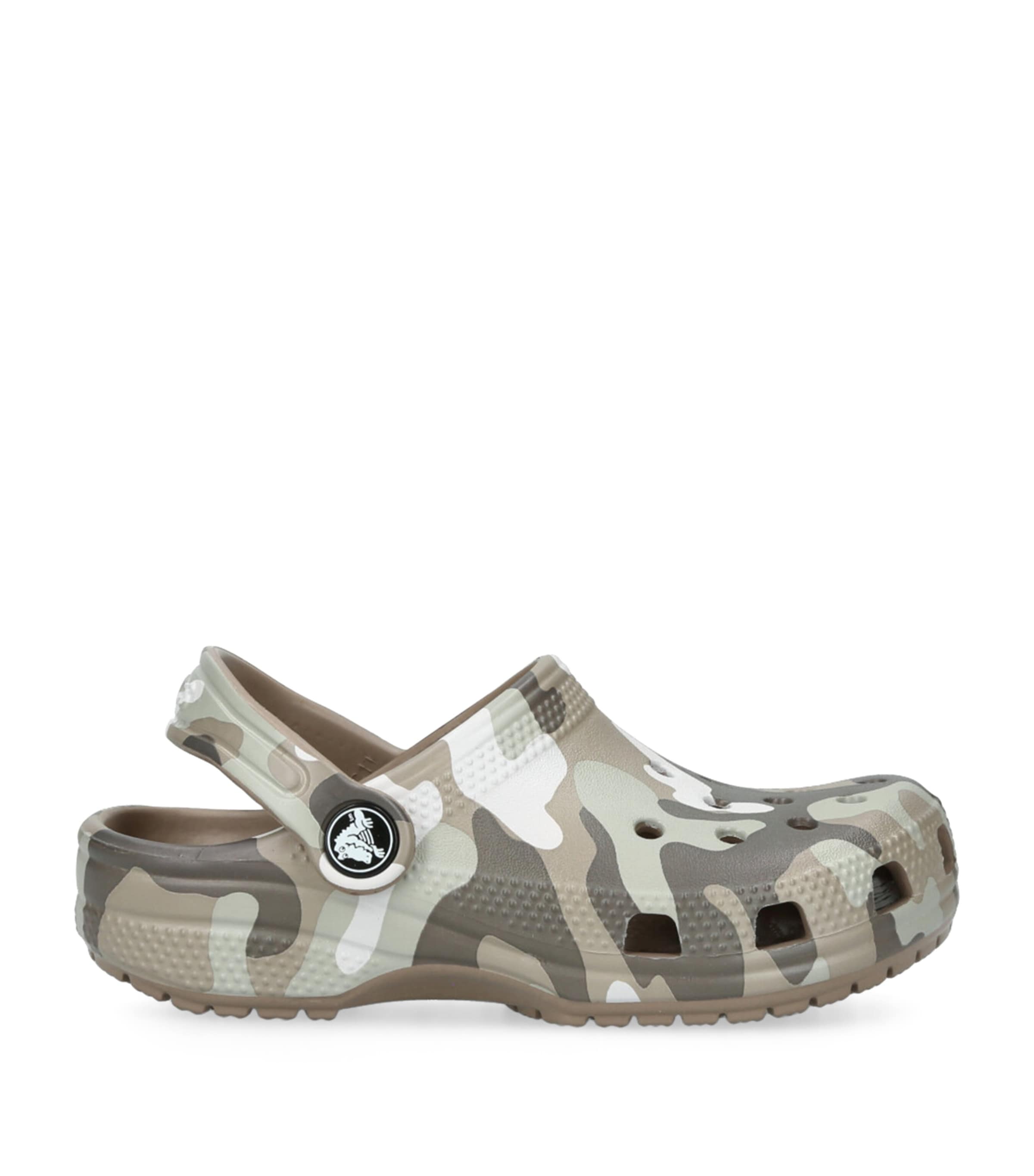 Crocs Kids' Classic Camouflage Clogs In White