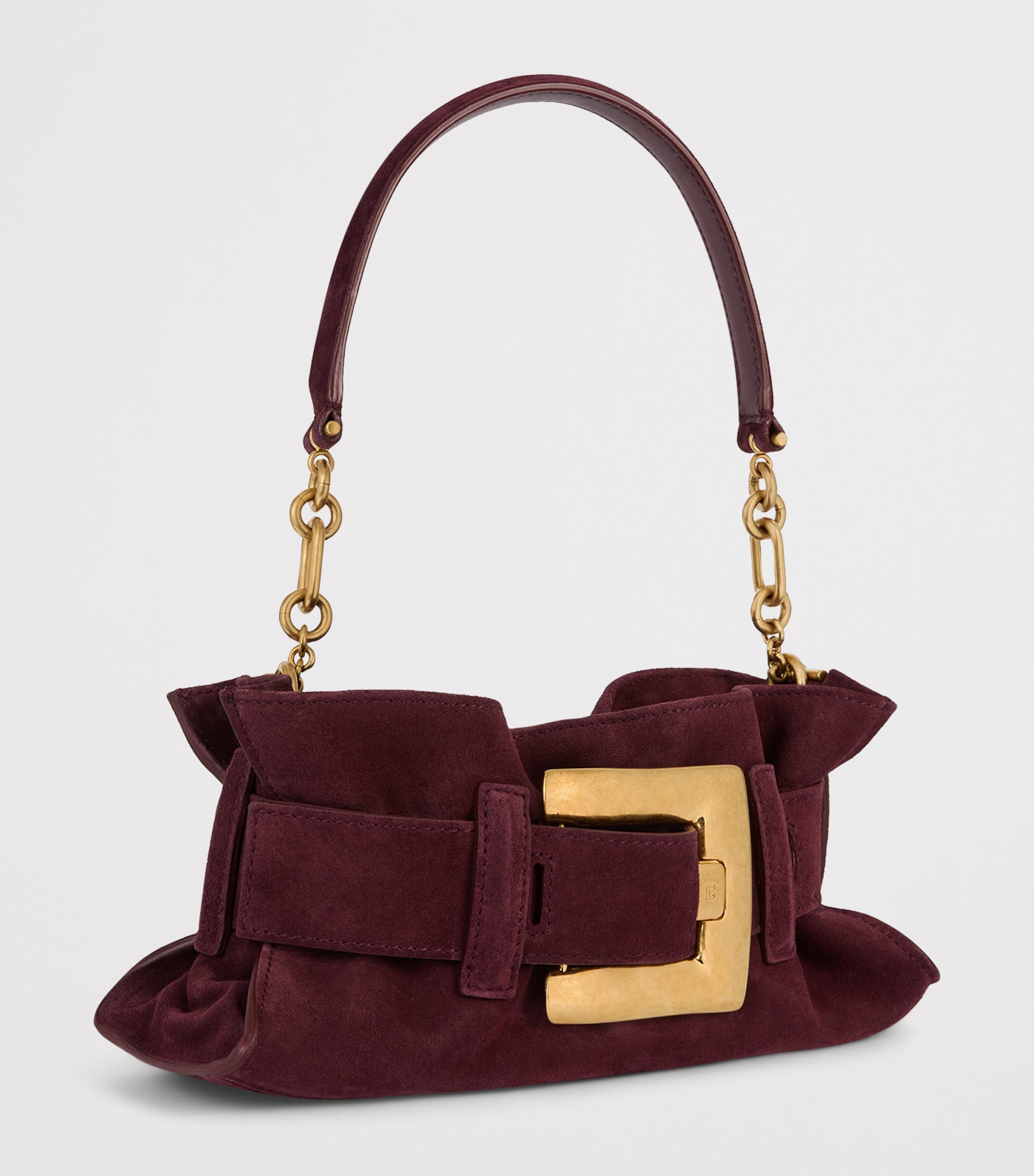 Balmain Mini Suede Anthem Shoulder Bag Lie De Vin Image 3