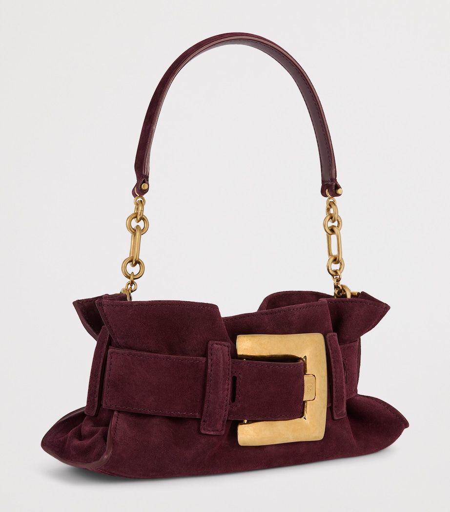 Balmain Mini Suede Anthem Shoulder Bag Lie De Vin Image 3