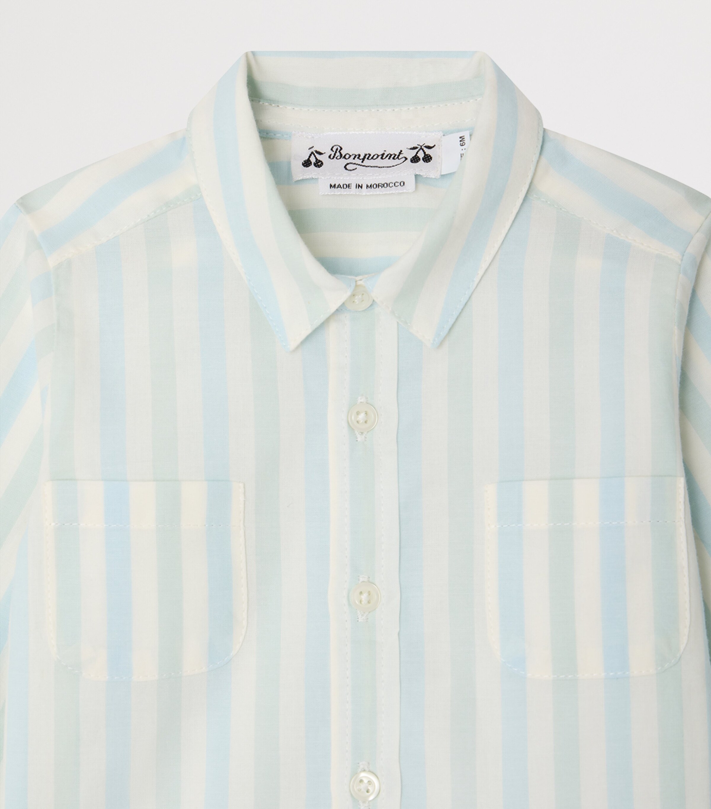 Bonpoint Cotton Stripe Lawson Shirt (6-18 Months) Ra Bleu Aqua Image 3