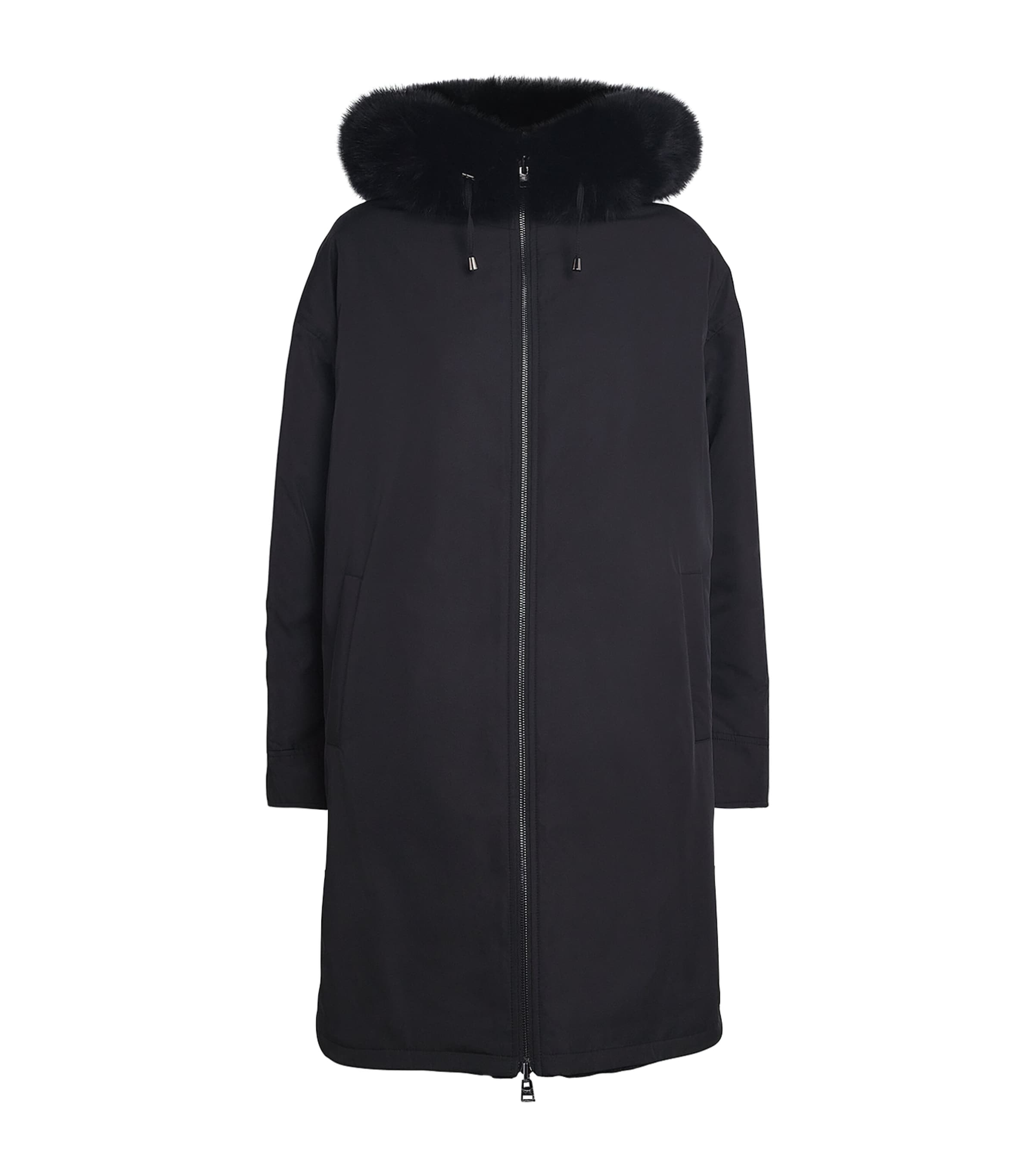 Yves Salomon Fox-rabbit Fur-trim Parka In Black