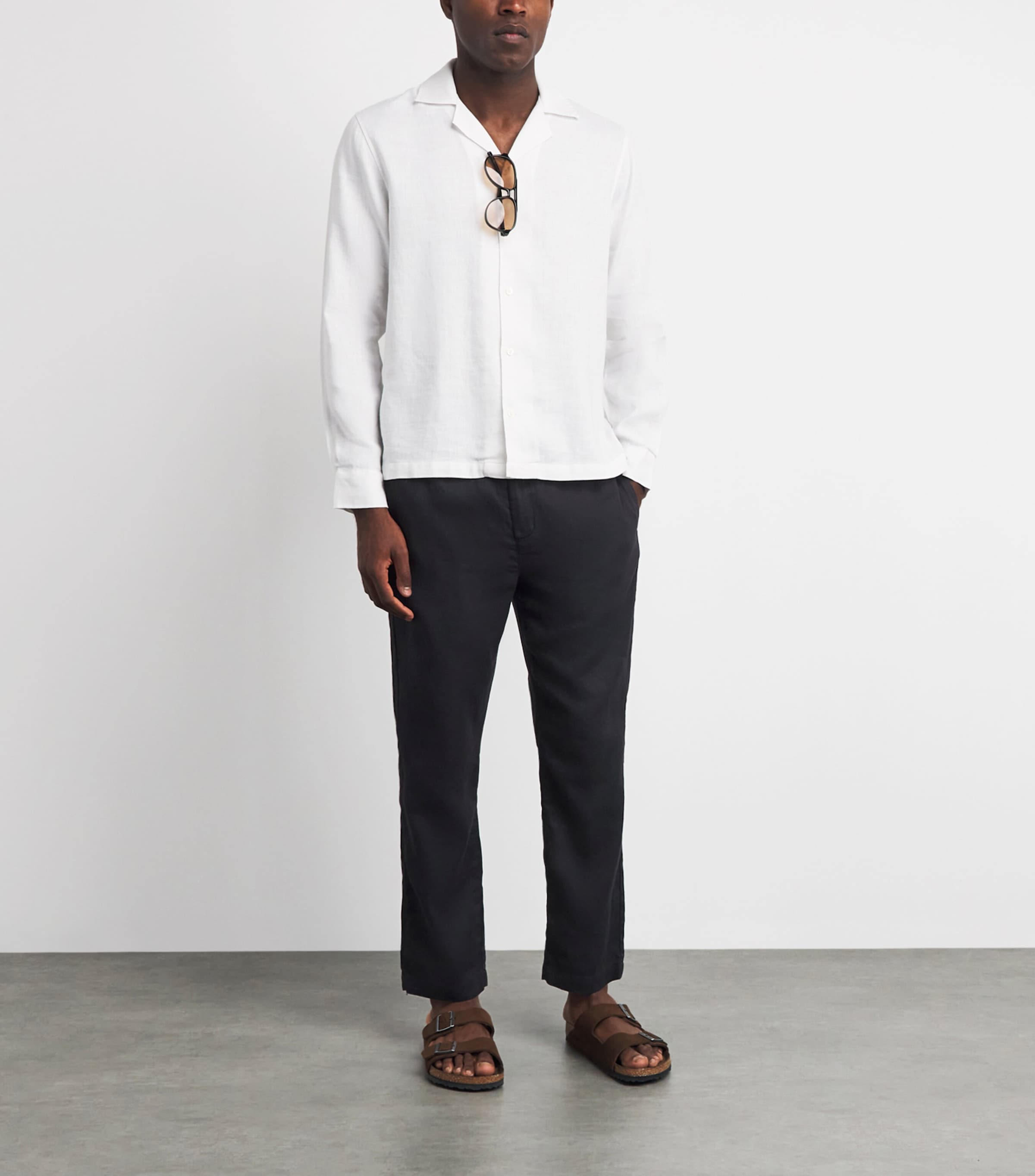 Frescobol Carioca Mens Cotton-Linen Oscar Chinos Black Image 2