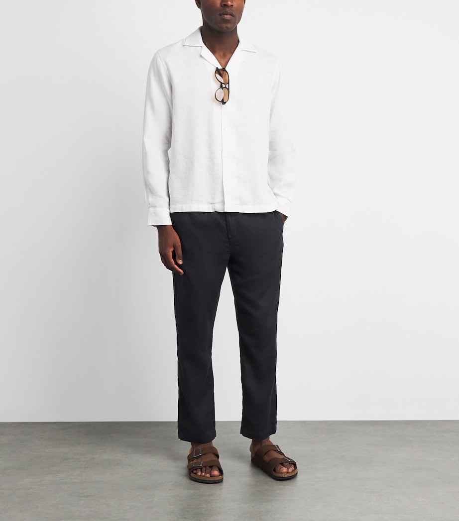 Frescobol Carioca Mens Cotton-Linen Oscar Chinos Black Image 2