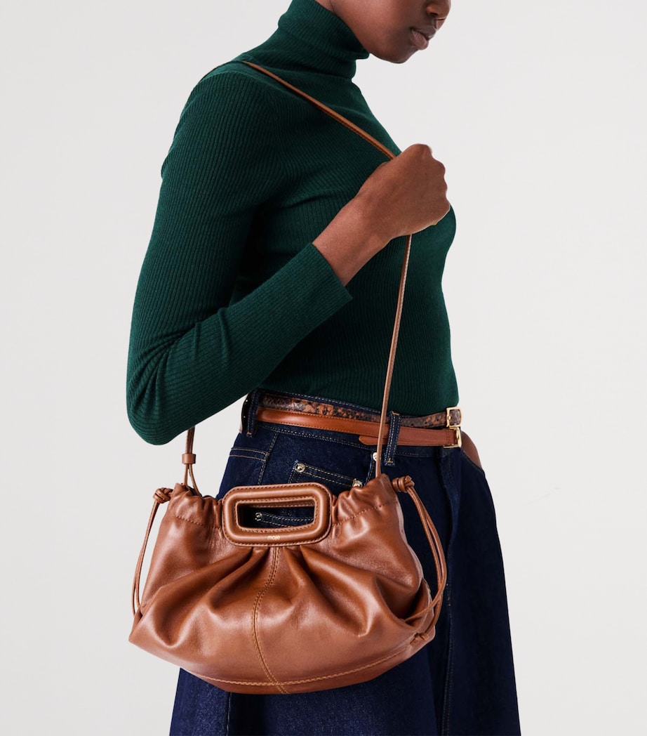 Maje Leather Milpli Clutch Bag Tobacco Image 10