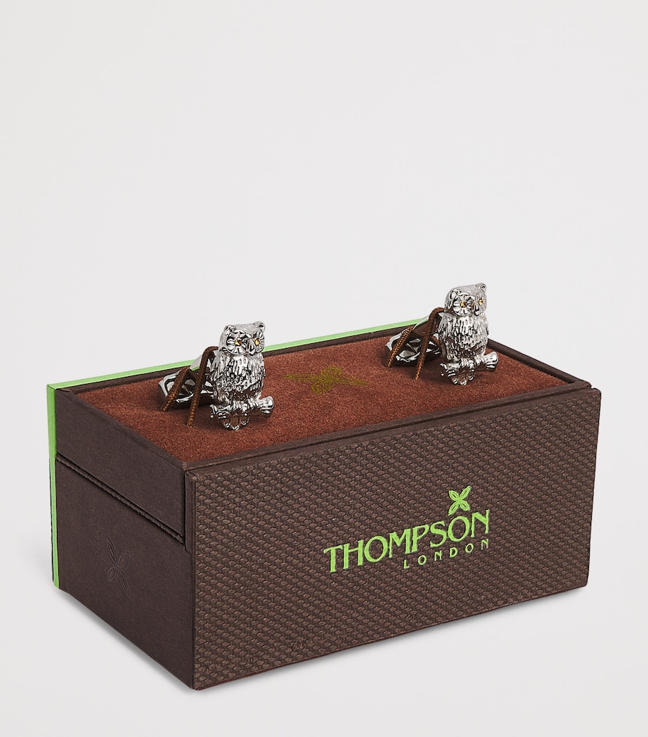 Swarovski Crystal-Detail Thompson Owl Cufflinks ORANGE Image 3