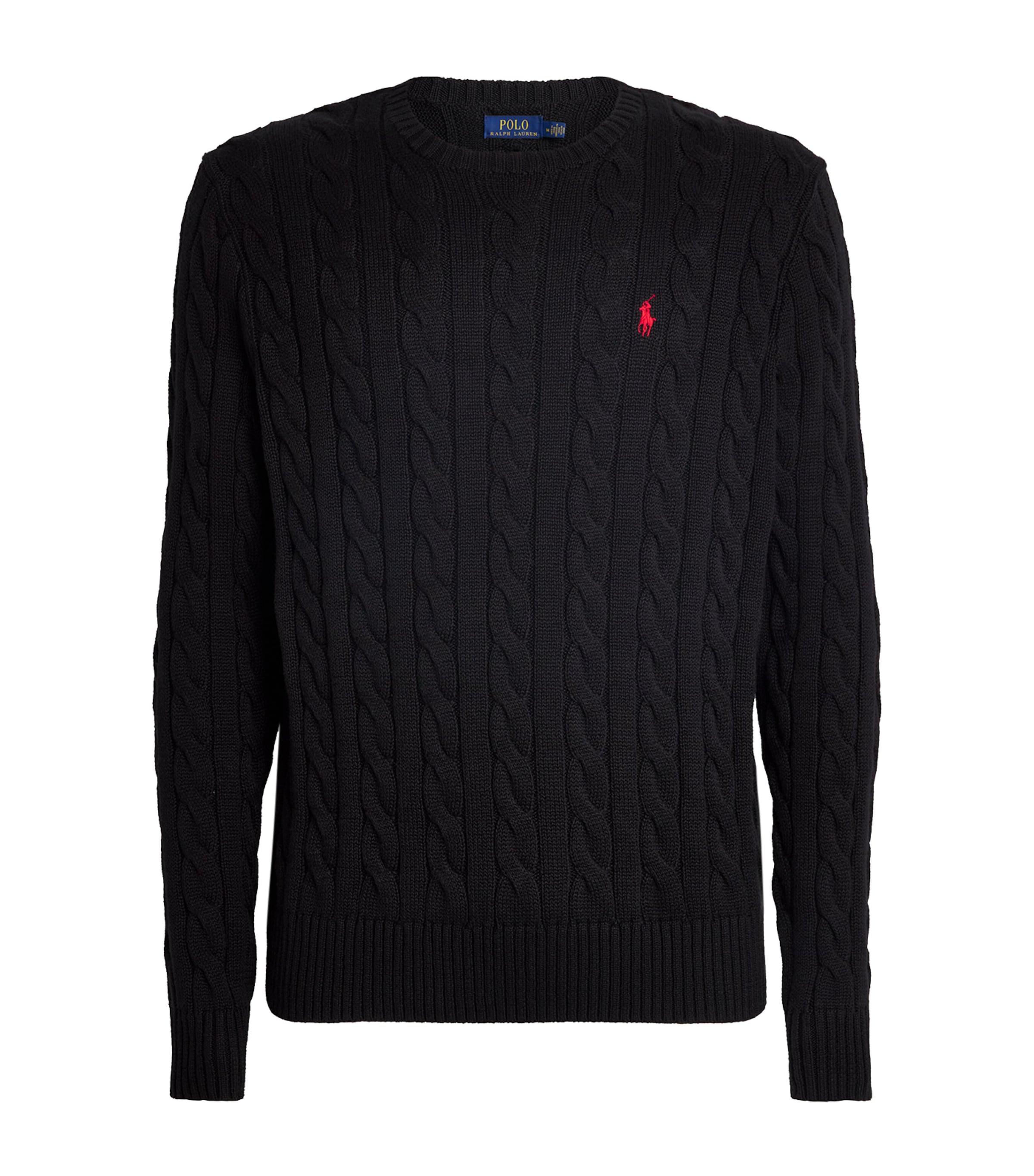 Polo Ralph Lauren Mens Cotton Cable-Knit Sweater Black Image 1