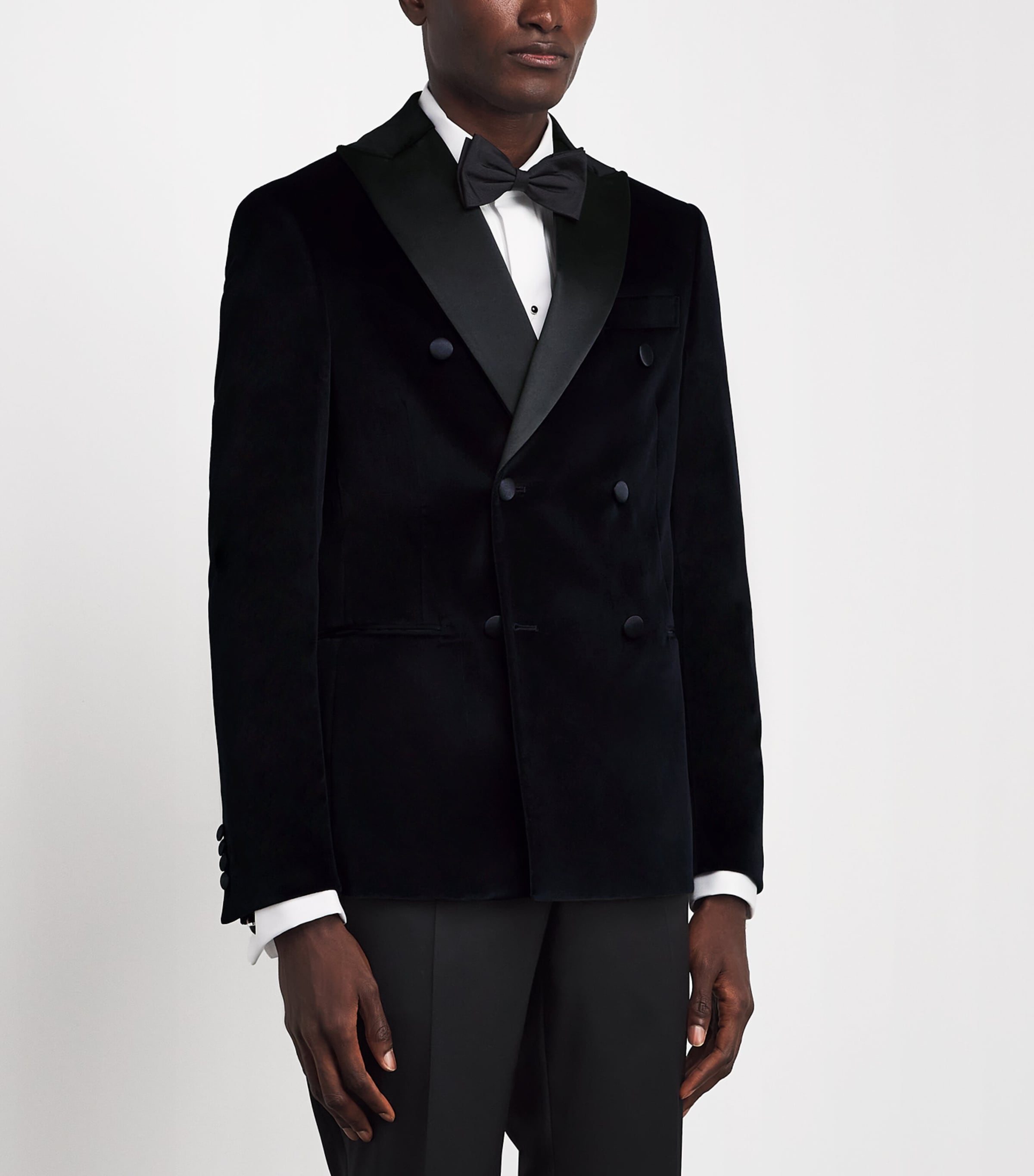 Pal Zileri Mens Stretch-Cotton Double-Breasted Tuxedo Jacket Black Image 4