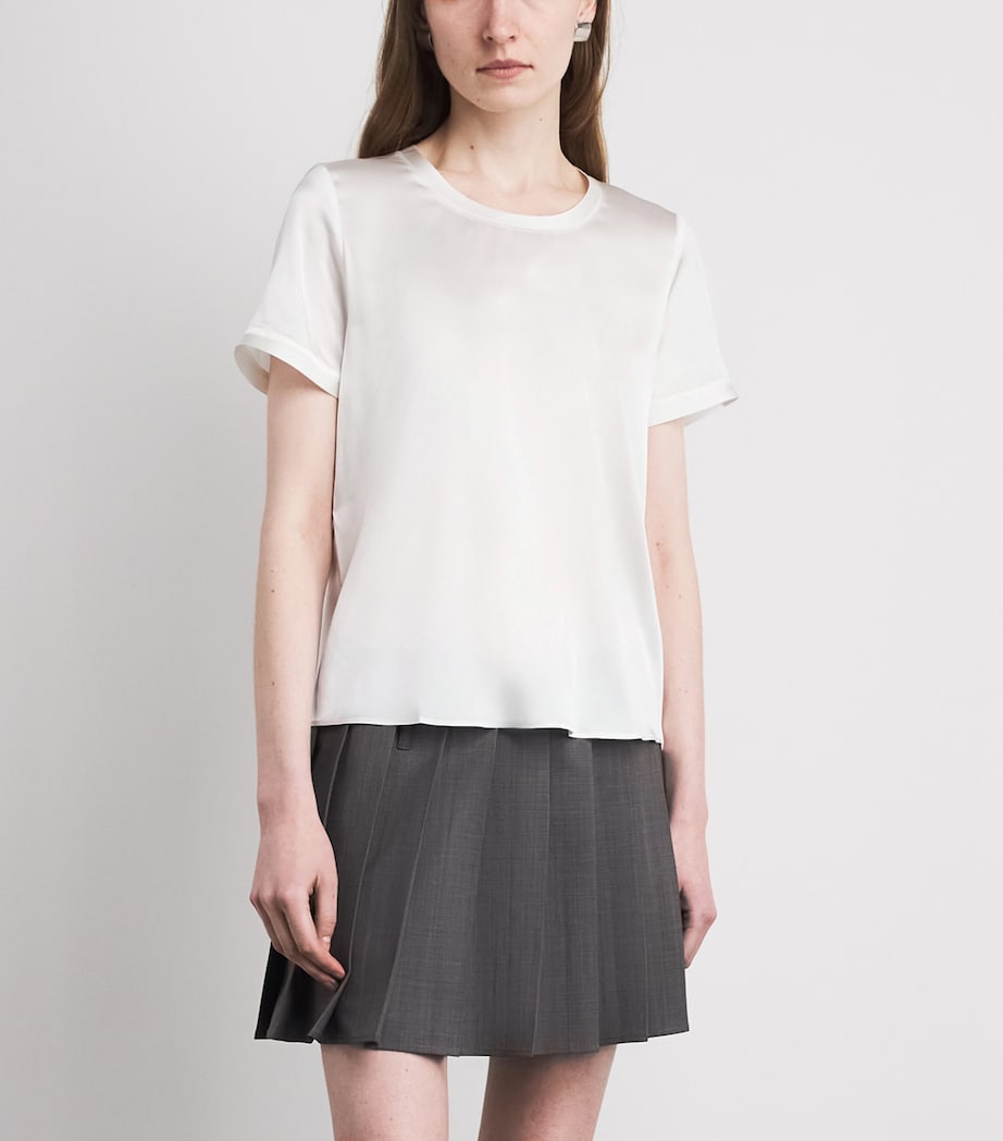 Maje Womens Stretch-Silk T-Shirt White Image 4