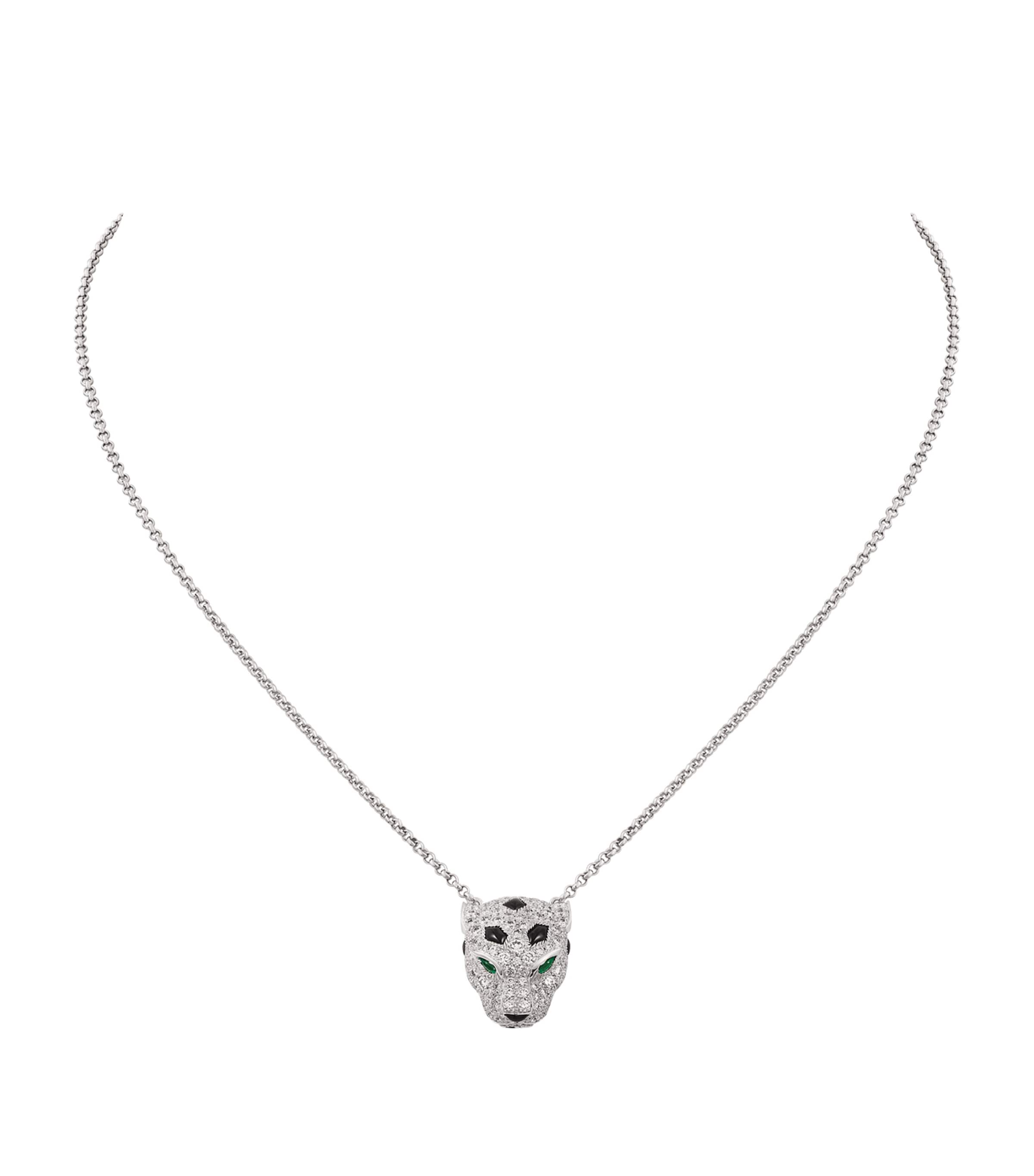 Cartier White Gold and Diamond Panthère de Cartier Necklace Green Image 1