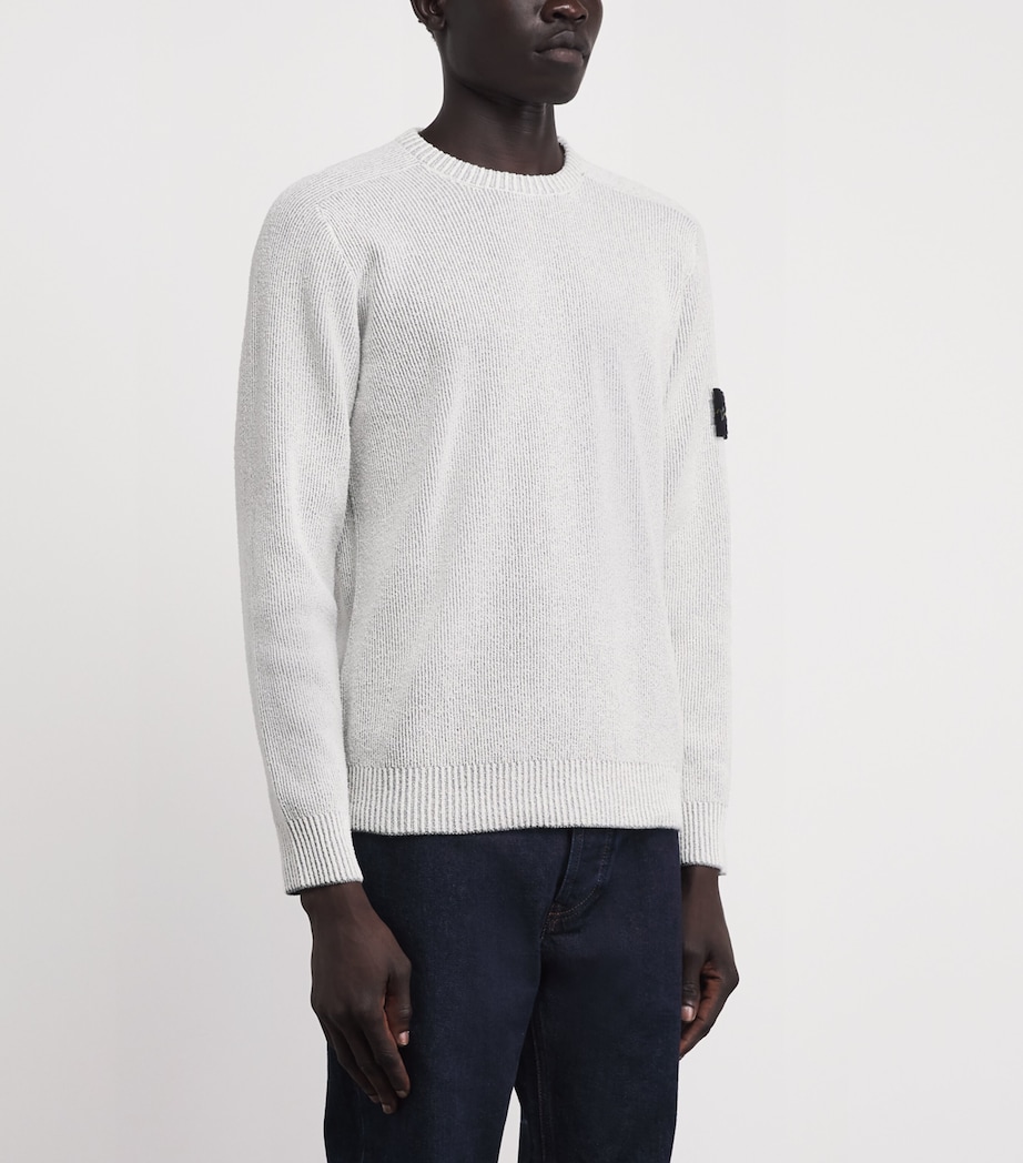 Stone Island Mens Cotton-Blend Rib Bouclé Sweater Image 4