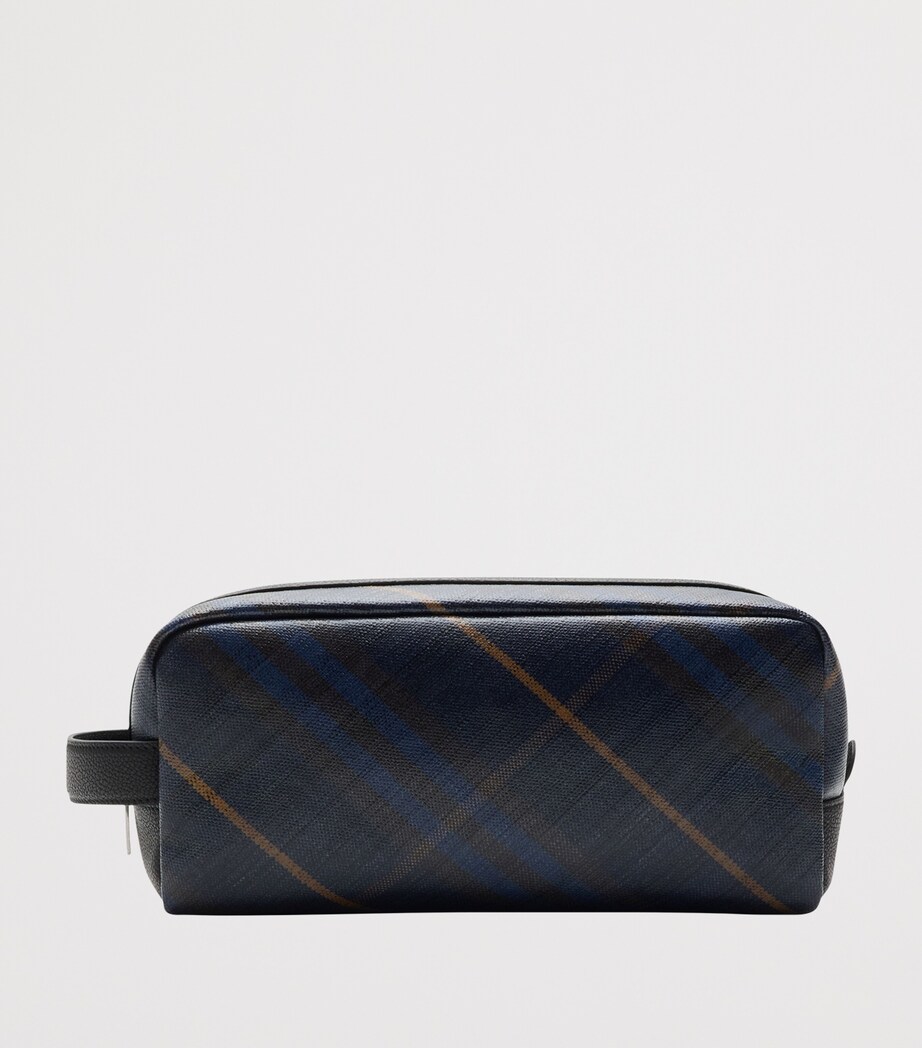 Cotton-Blend Check Travel Pouch MIDNIGHT Image 4