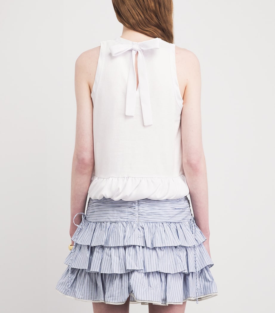 Sandro Paris Womens Cotton Ruffle Sleeveless Top White Image 5