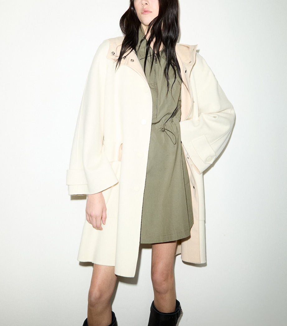 MAX&Co. Womens Wool Hooded Coat Wool White Image 3