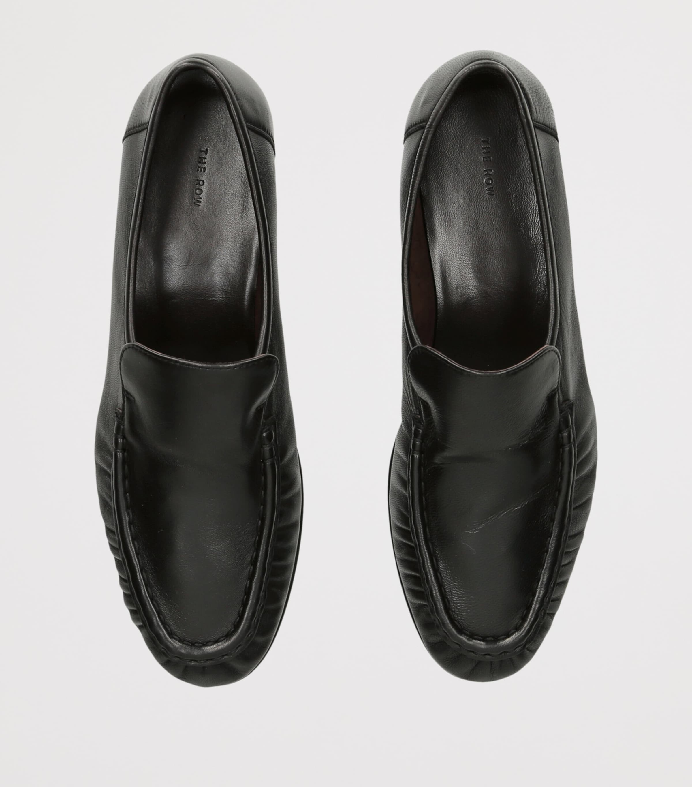 The Row Soft Moccasin Two Leather Loafers Black Image 4
