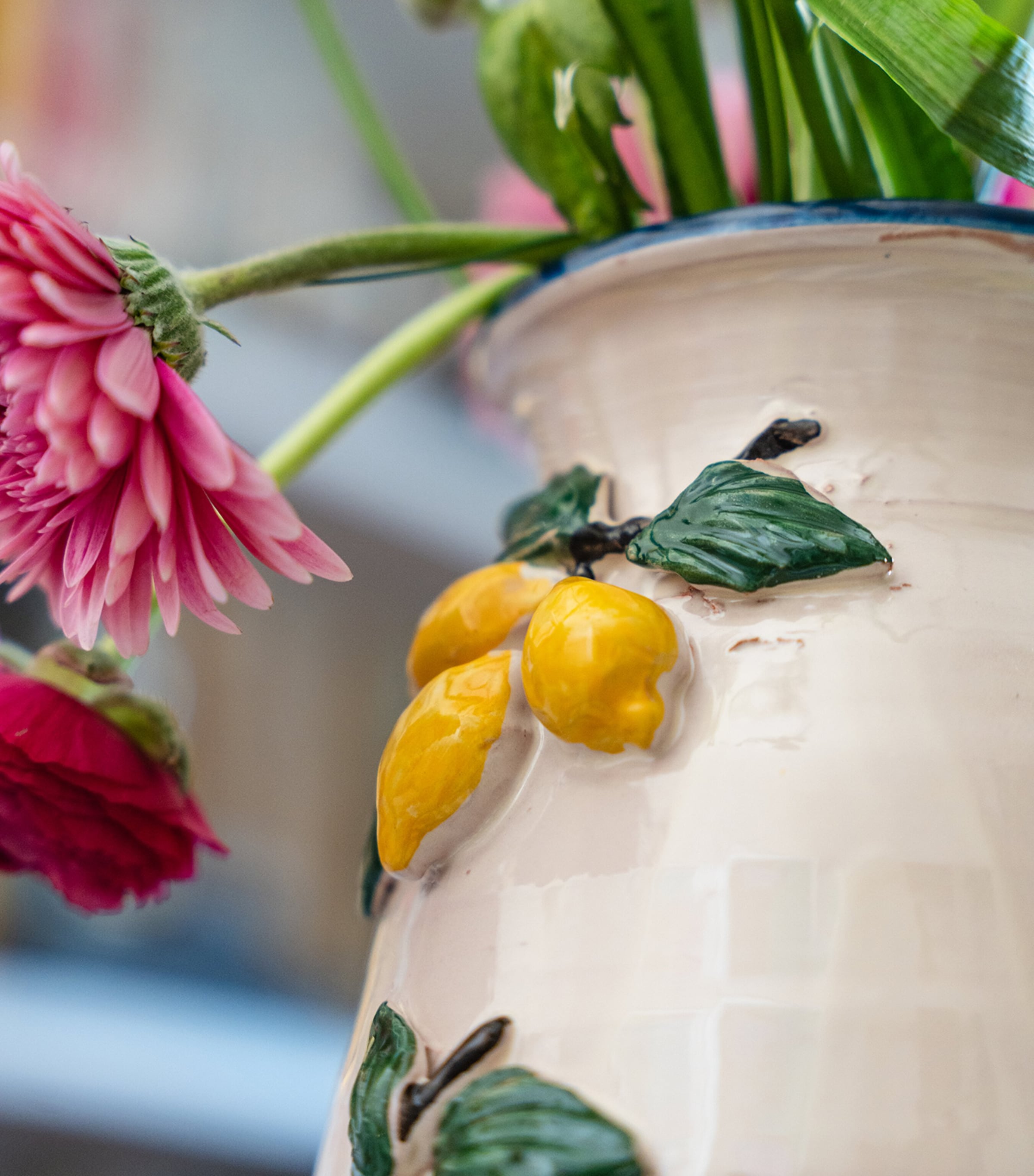 Les-ottomans Ceramic Lemon Vase In Multi