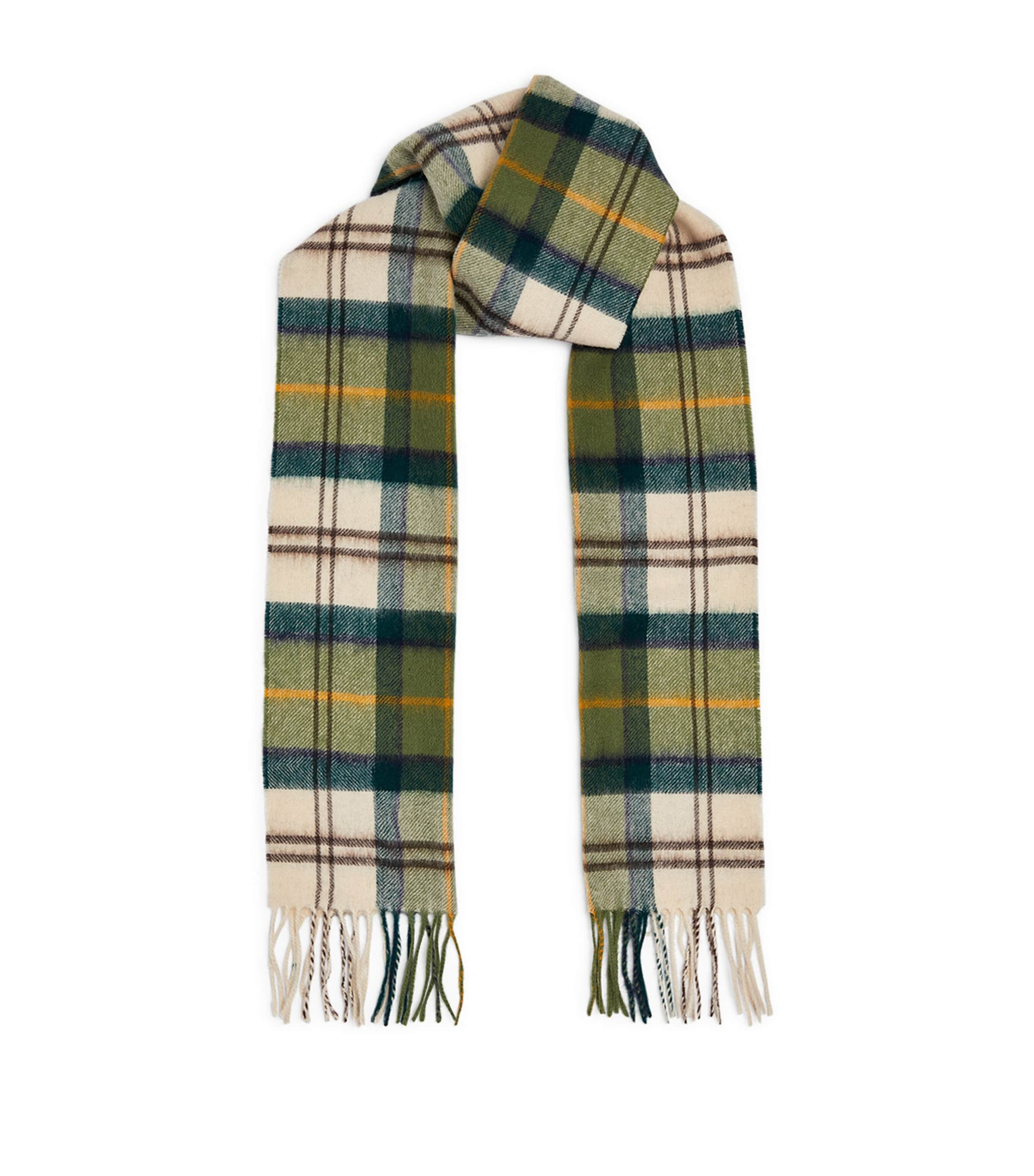 Barbour Cashmere Tartan Scarf In Green