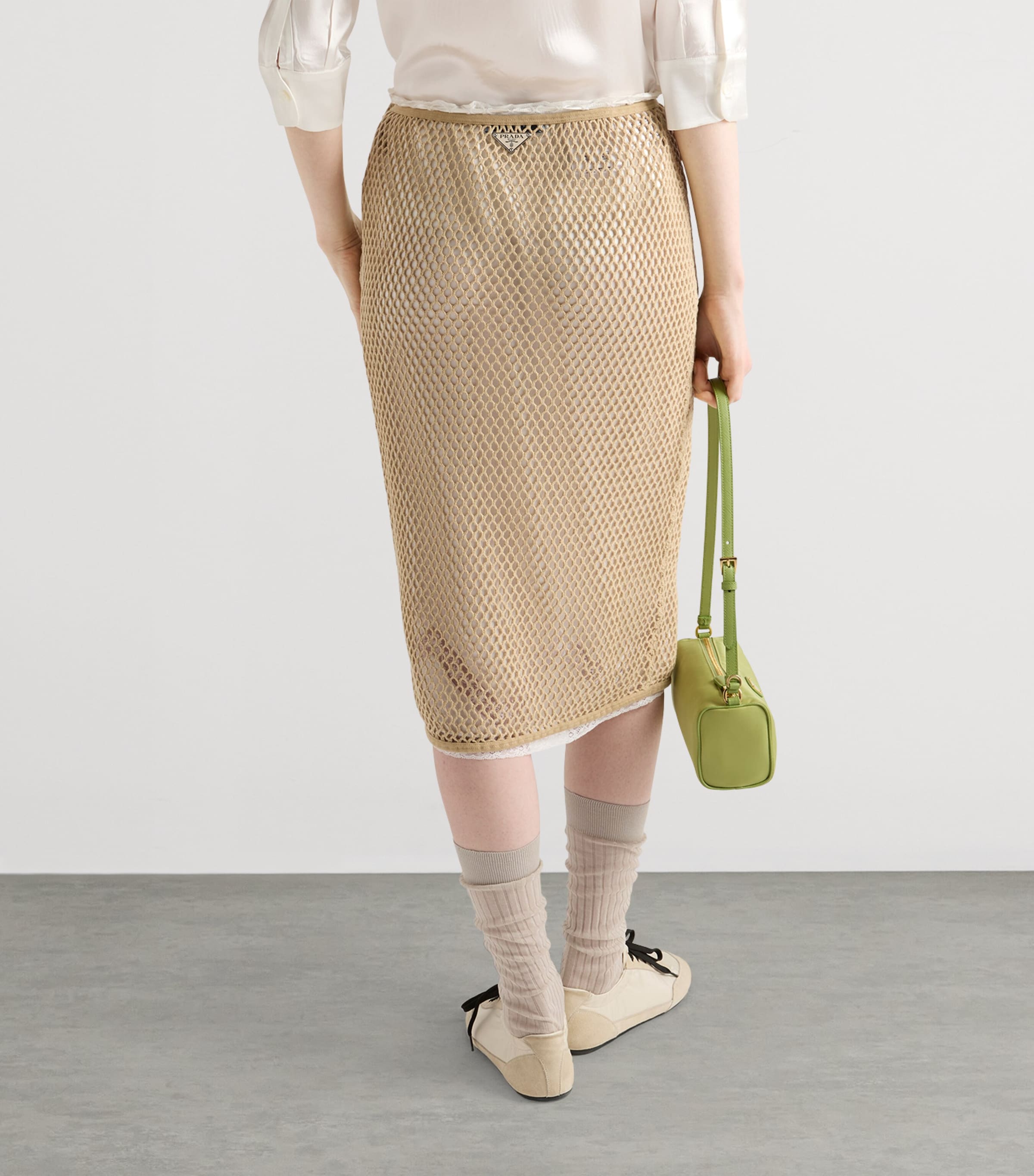 Cotton Mesh Midi Skirt F0065 Image 4