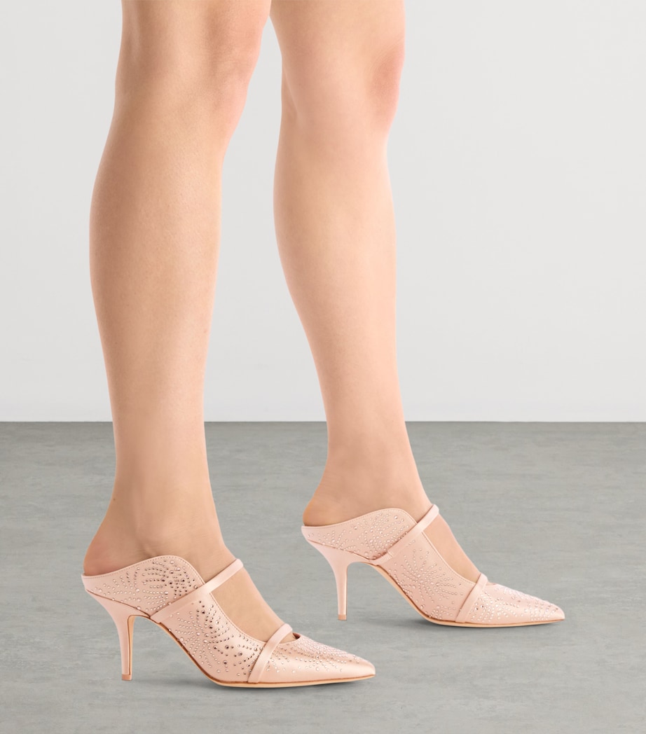 Malone Souliers Satin Crystal-Embellished Maureen Heeled Mules 70 Champagne Image 2
