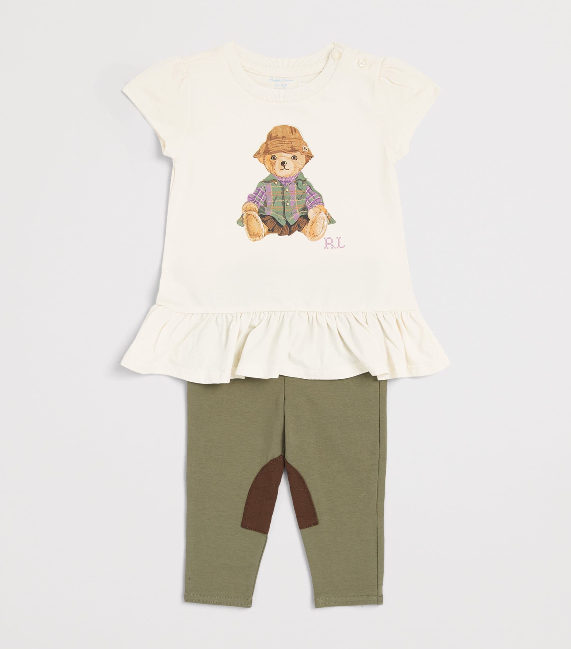 Ralph Lauren Kids Polo Bear Sweatshirt and Leggings Set (3-24 Months) Estate Cream Image 3