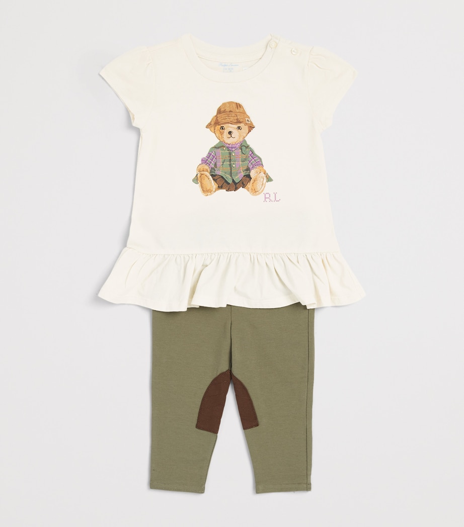 Ralph Lauren Kids Polo Bear Sweatshirt and Leggings Set (3-24 Months) Estate Cream Image 3