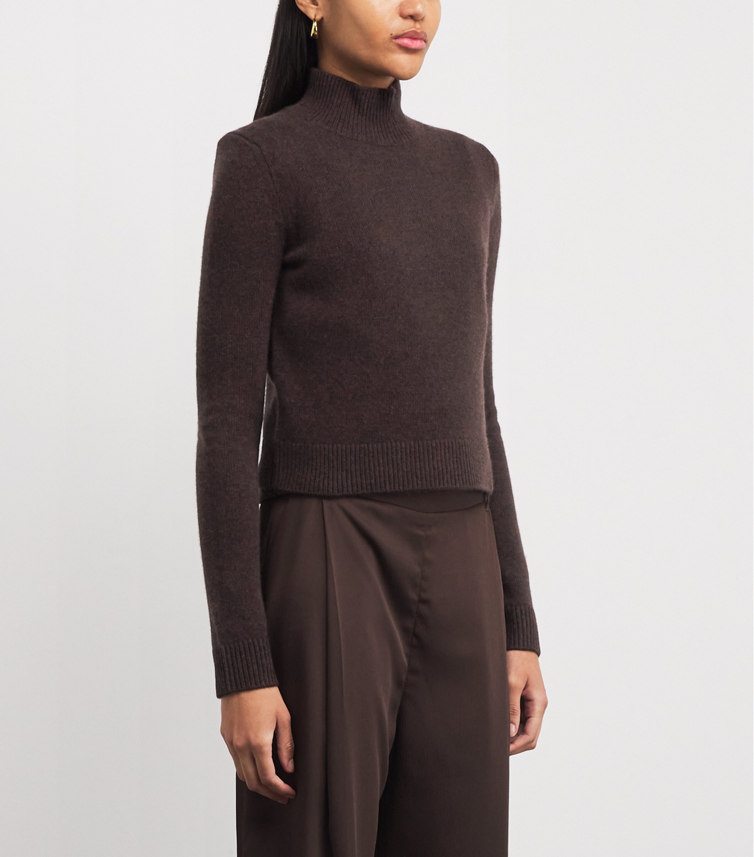 ME+EM Womens Cashmere High-Neck Sweater Warm Chocolate Image 3