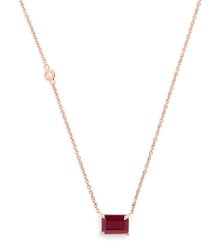 Yellow Gold and Ruby Solitaire Necklace ROSE GOLD Image 1