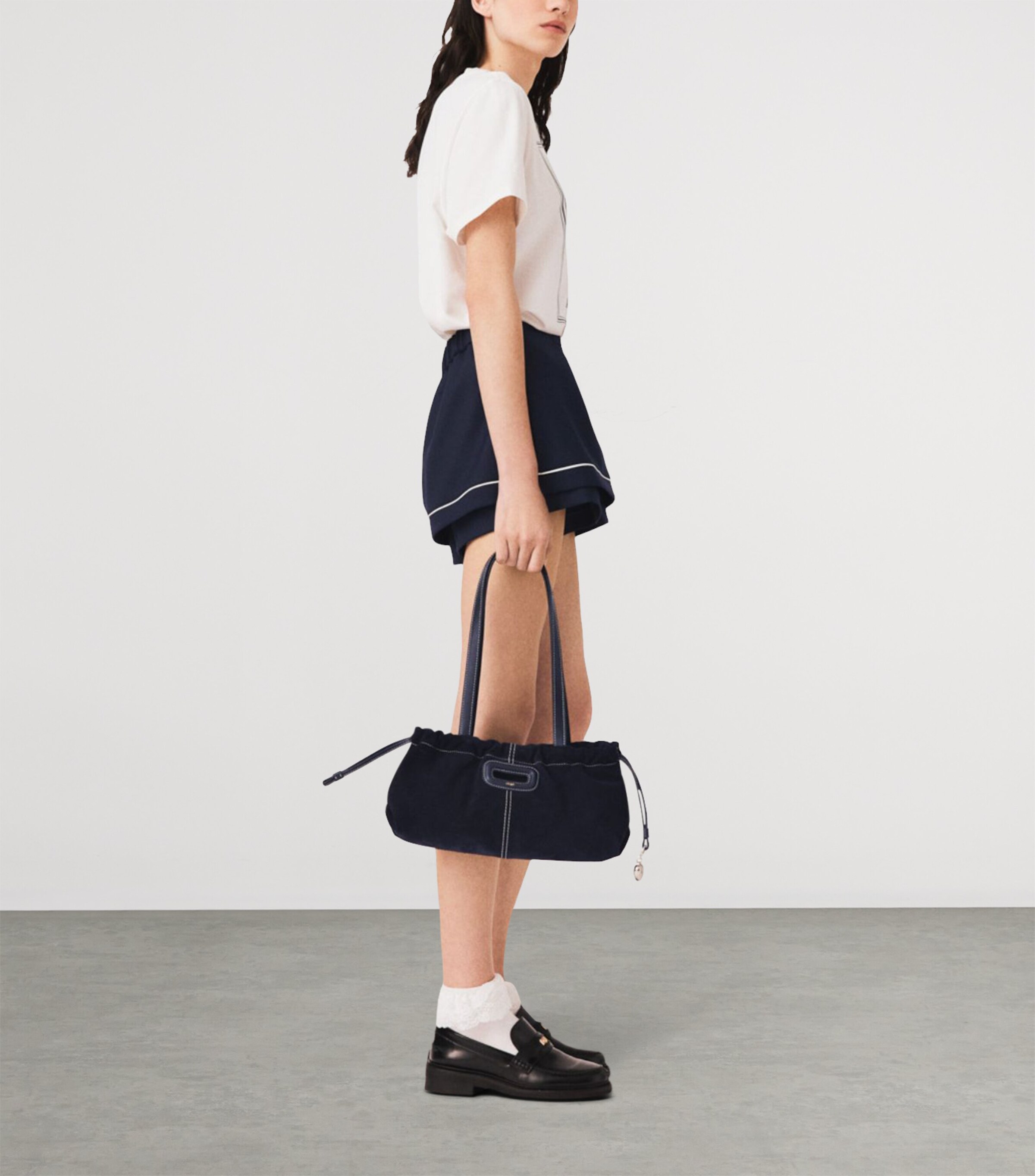 Maje Womens Pleated Skort Navy Image 3