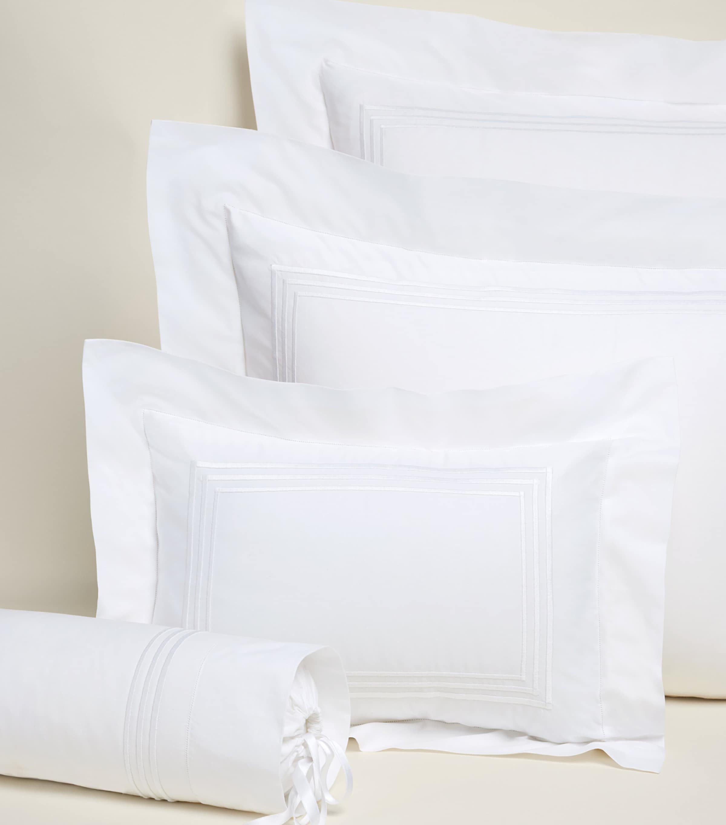 Pratesi Tre Righe Oxford Pillowcase (50cm x 90cm) White/white Image 2