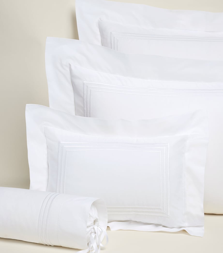 Pratesi Tre Righe Oxford Pillowcase (50cm x 90cm) White/white Image 2